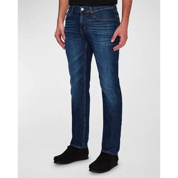 7 For All Mankind Slimmy Jeans Mens 36x34 Blue Dark Wash Denim Stretch Pants - Picture 1 of 10